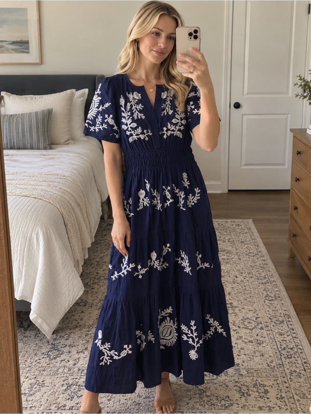 Anthropologie Somerset Embroidered Maxi Dress Size S